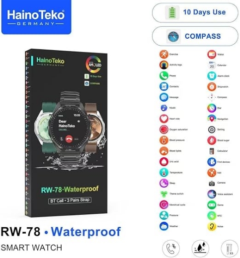 تصویر  ساعت هوشمند هاینوتکو مدل RW-78 دارای صفحه نمایش آمولد ا HainoTeko RW-78 Smart watch 